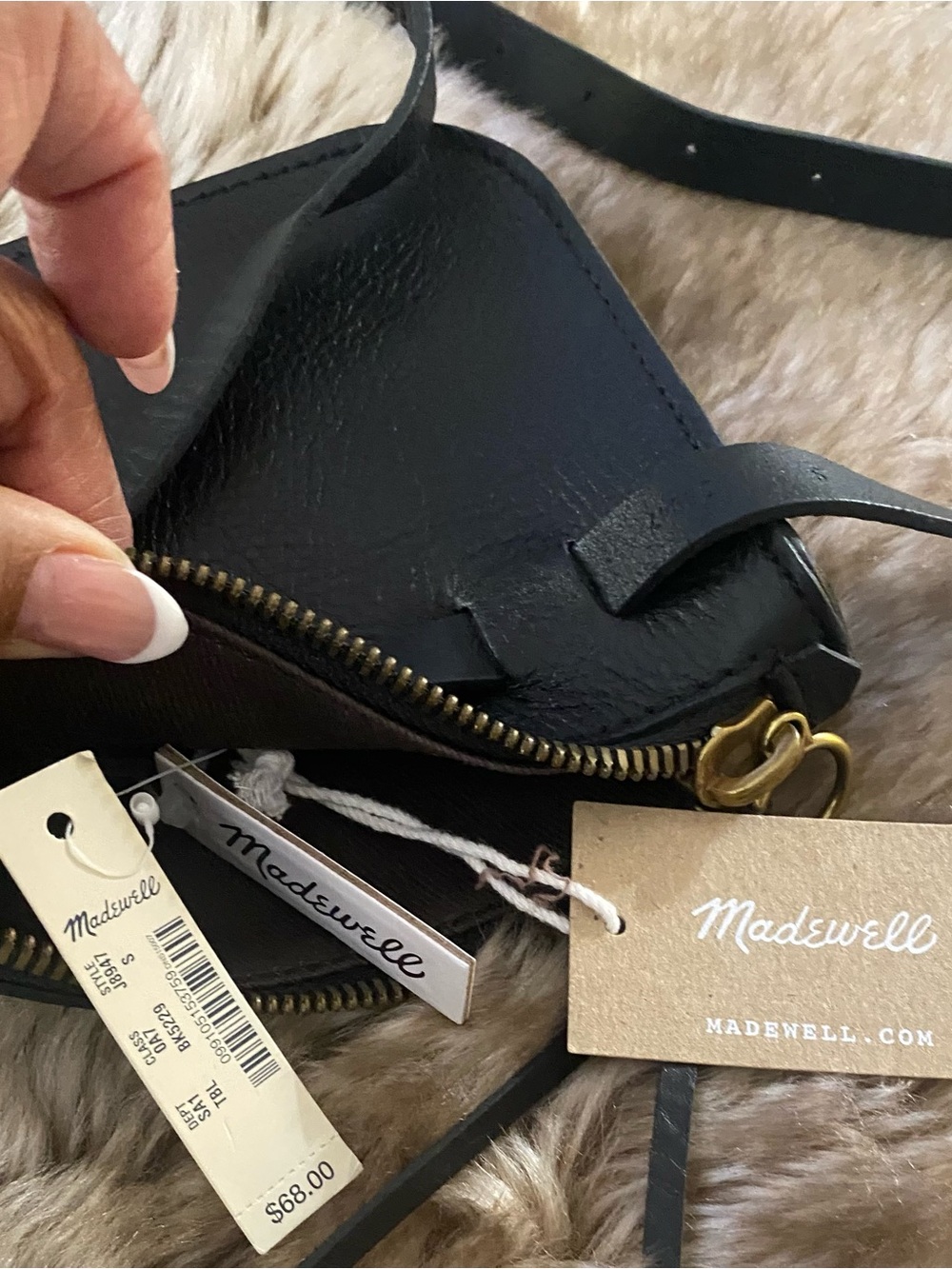 Madewell Black Leather Waist Belt with Gold Hardware